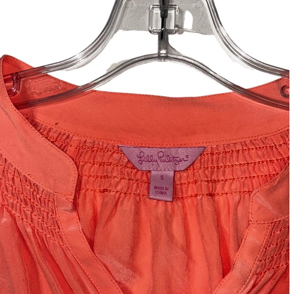 Lilly Pulitzer l Elsa Silk Salmon Pink Blouse Small - Picture 7 of 10